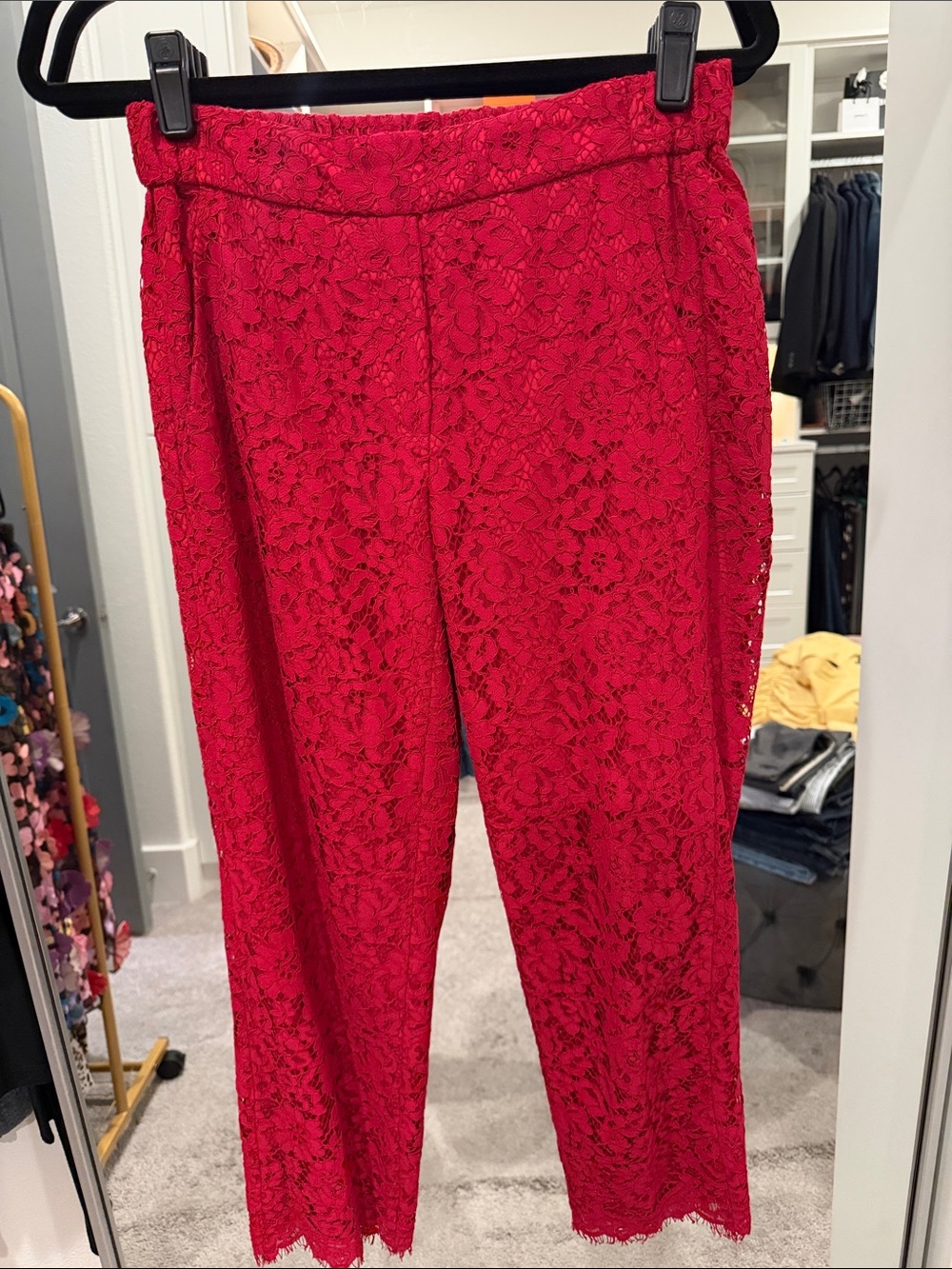 J. Crew Red Lace Ankle Pants